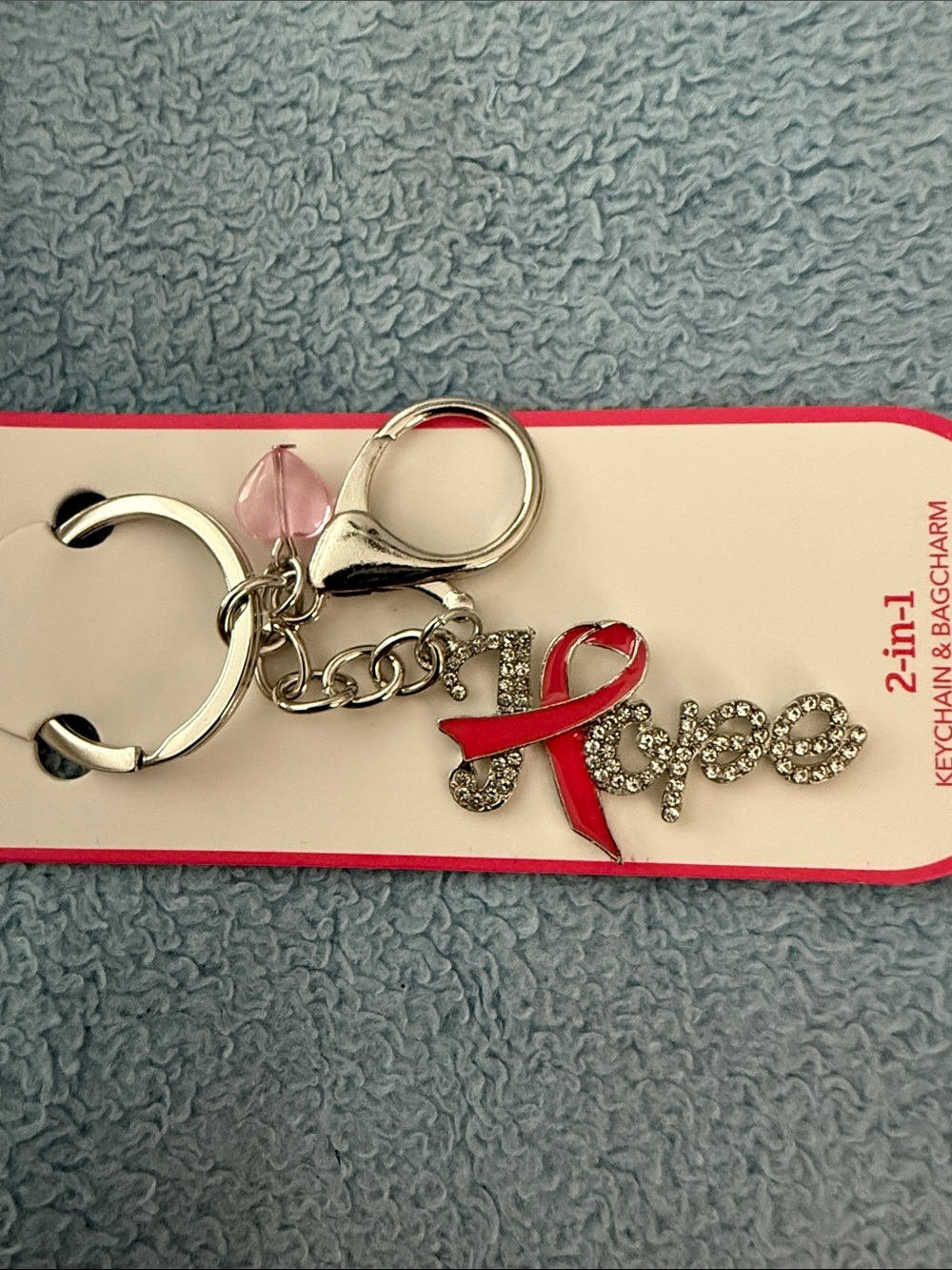 Cancer Awareness Hope Crystal Ribbon Keychains - Set of 6